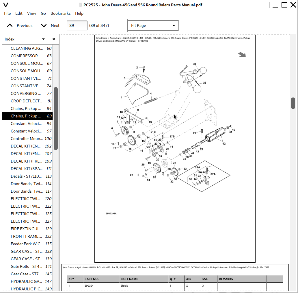 John Deere 456 and 556 Round Balers Parts Catalog (PC2525) A++ Repair